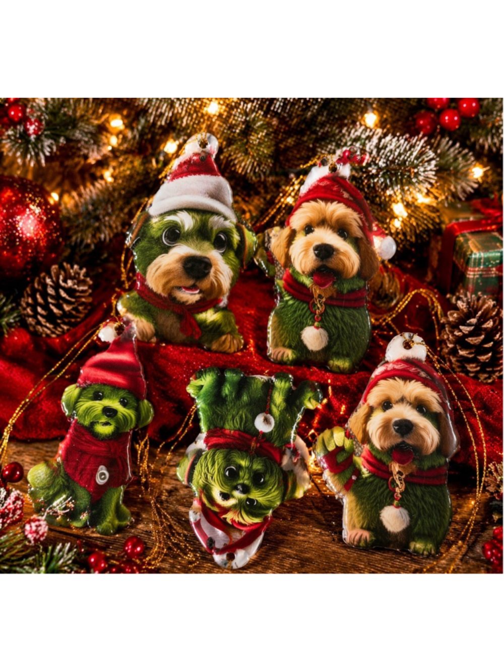 Dog Christmas Ornaments Lot Cute Puppy Holiday Tree Decor Set Xmas
